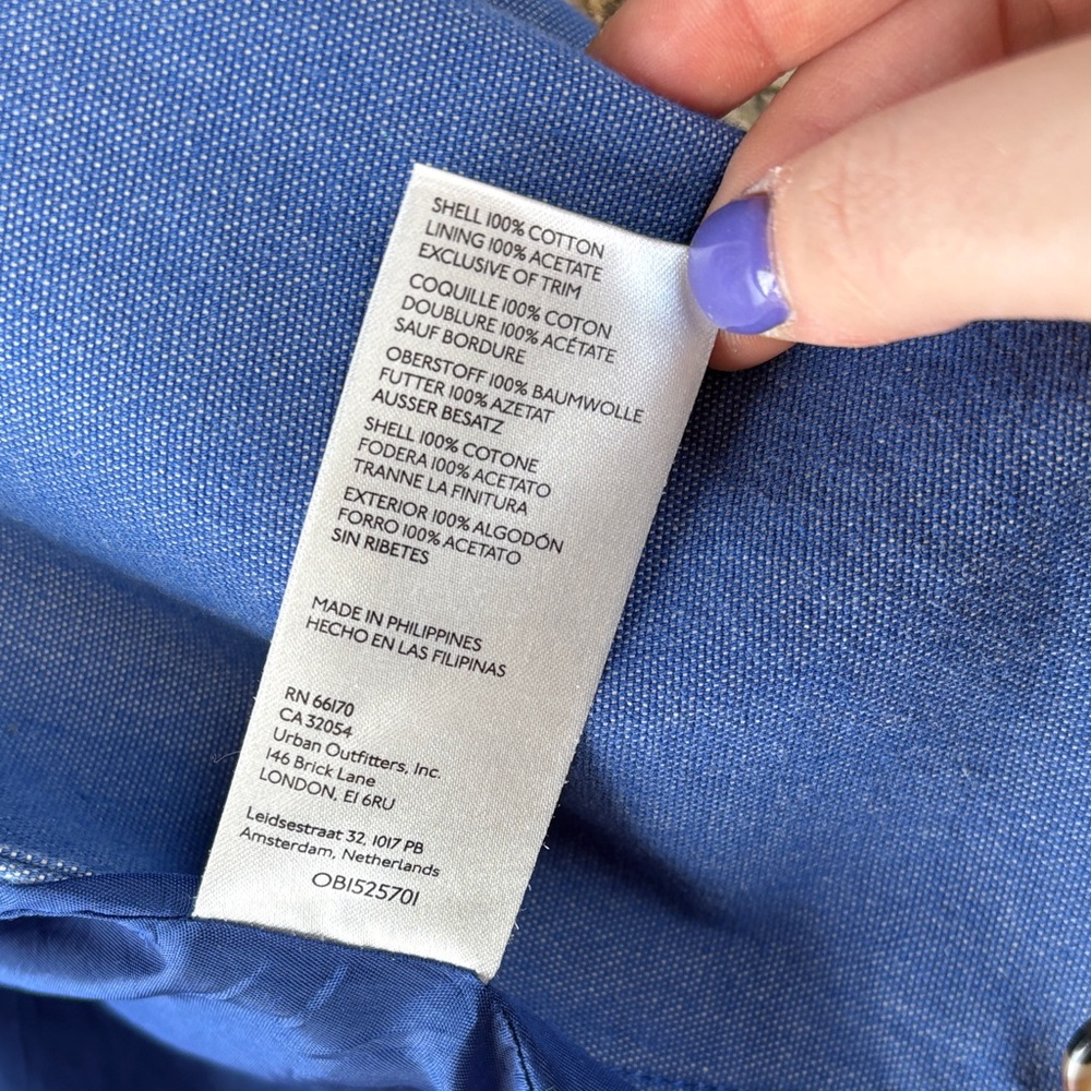 NWOT Anthropologie Cropped Blazer Blue with Frayed Trim - Picture 11 of 11